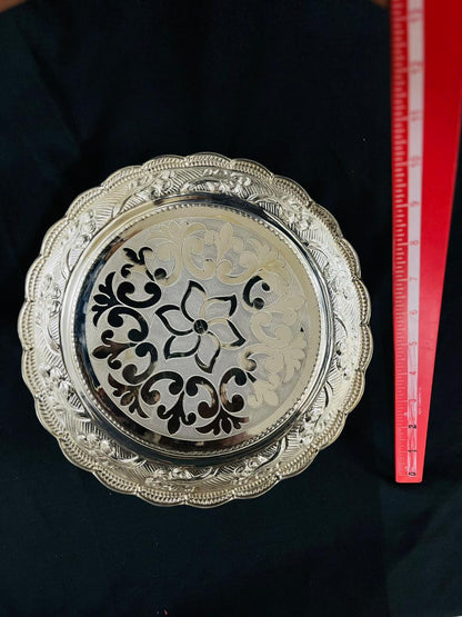 Pure Silver Floral Design Plate 430g - PUSHMYCART