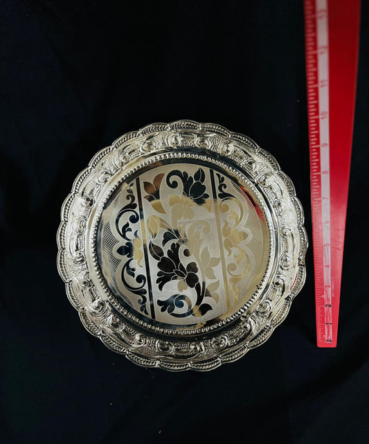 Pure Silver Floral Design Plate 400g - PUSHMYCART