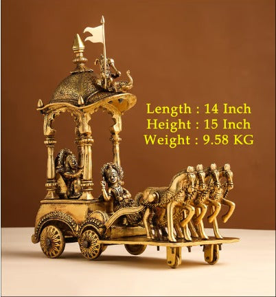 Brass Arjun Rath Statue 9.58kg - PUSHMYCART