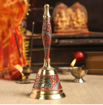 Brass Handle Bell Red Colour 0.18Kg - PUSHMYCART