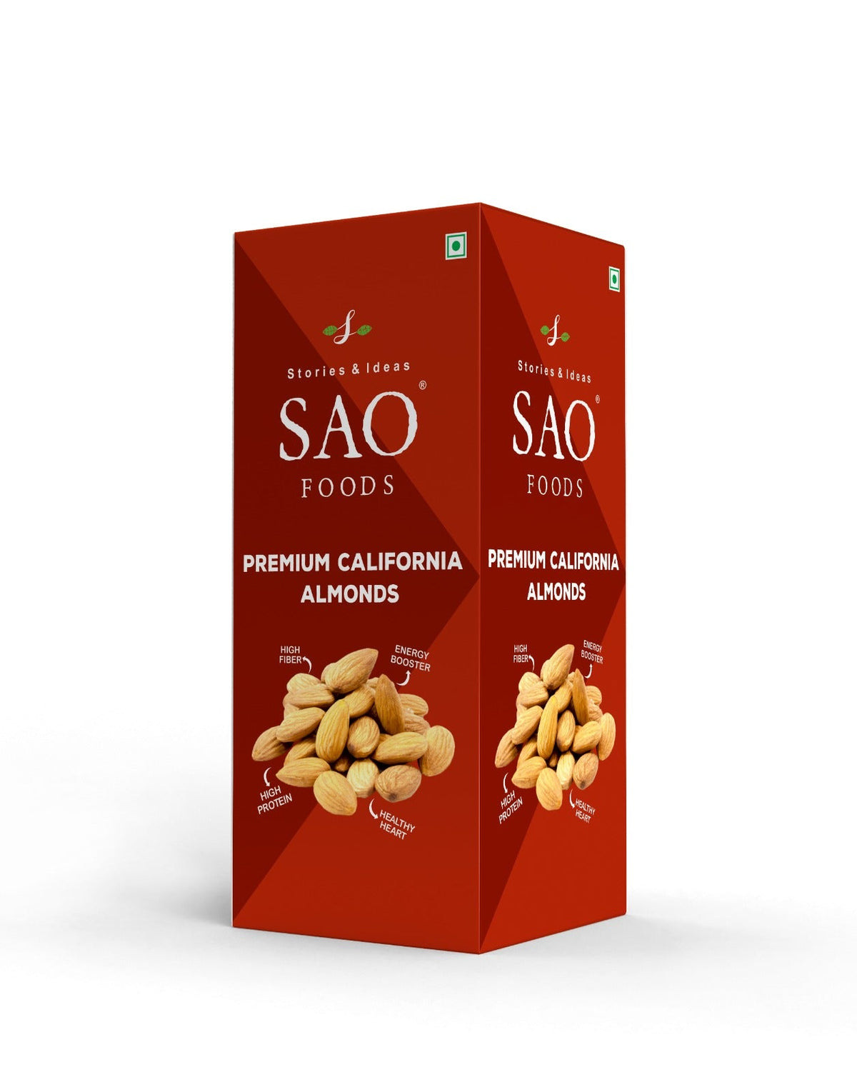 SAO Foods Roasted & Unsalted Premium California Almonds 250gm