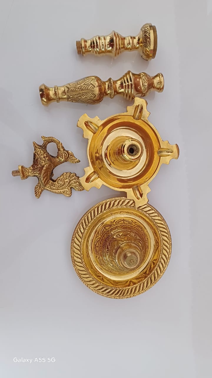 Brass Table Mahabharat Oil Lamp Deepak 2kg - PUSHMYCART