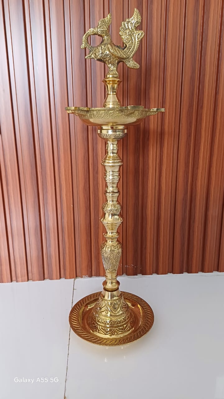 Brass Table Mahabharat Oil Lamp Deepak 2kg - PUSHMYCART