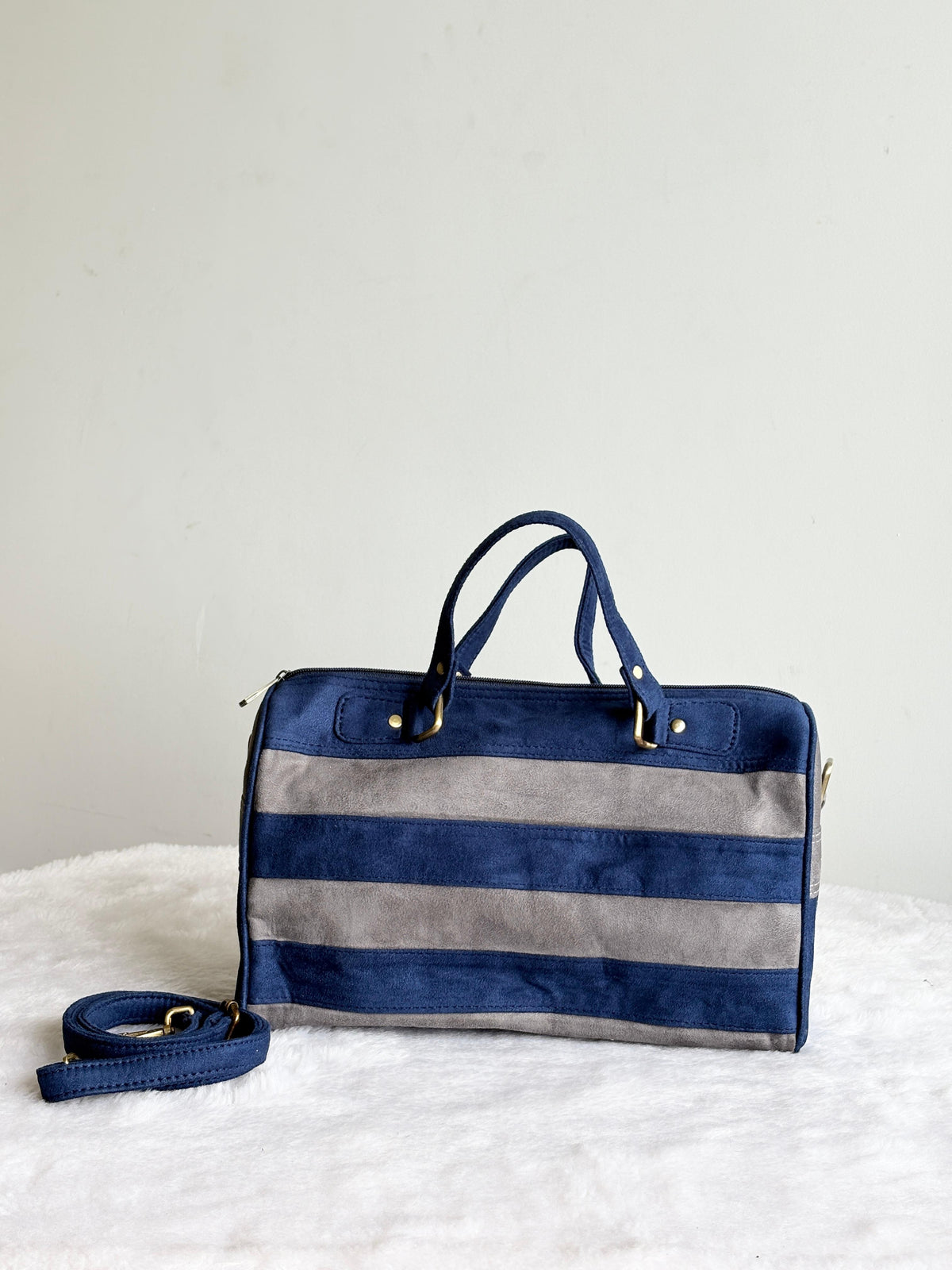 Juttix Striped Suede Duffel Bag for Women image