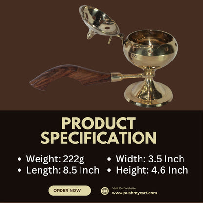 Brass Dhuna Dhoop Dani with Handle 222g - PUSHMYCART
