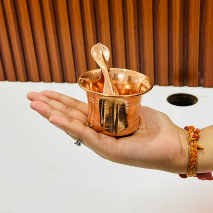 Pure Copper Pancha Patra with Spoon - PUSHMYCART