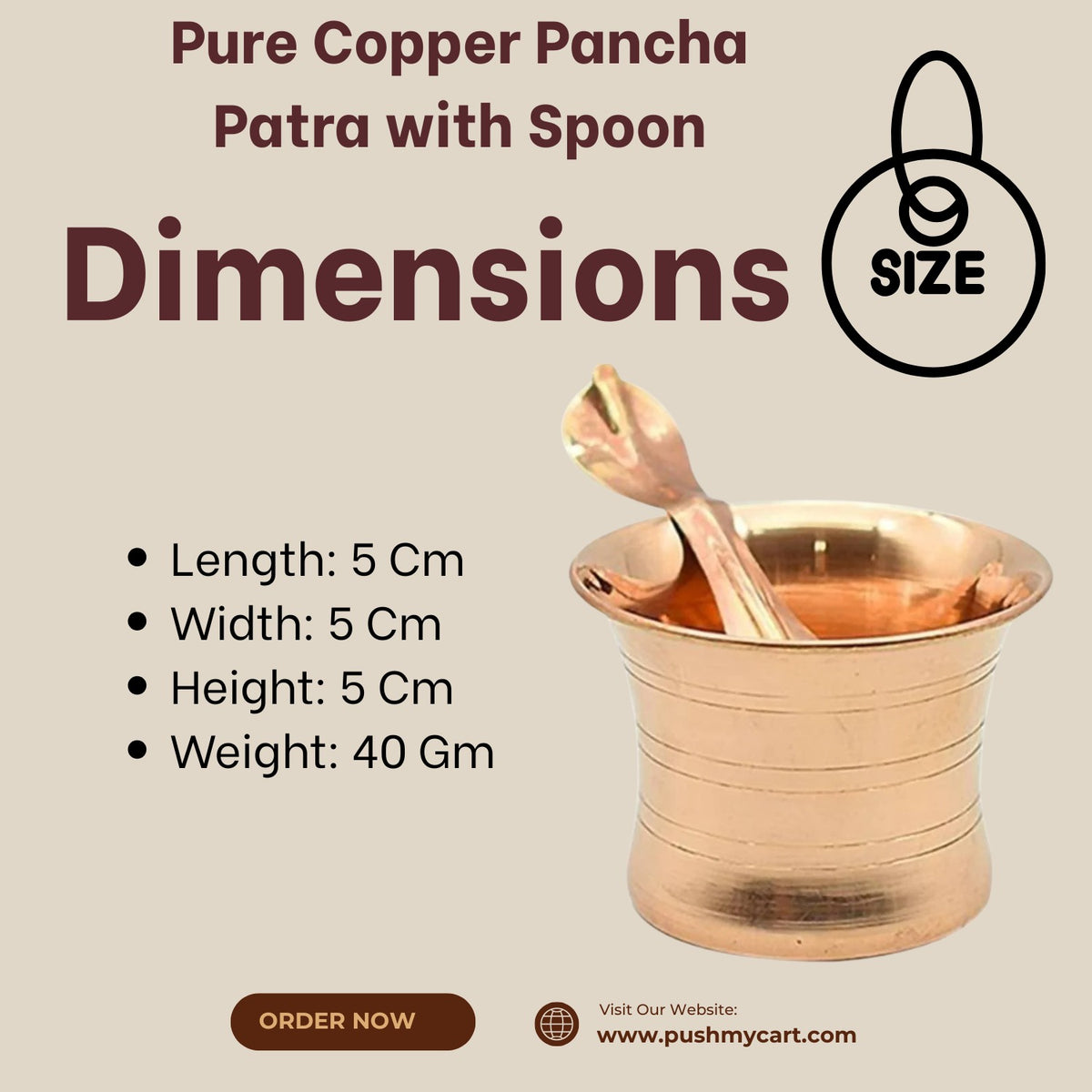 Pure Copper Pancha Patra with Spoon - PUSHMYCART
