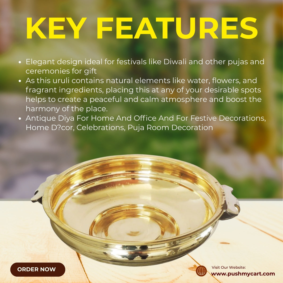 Brass Urli 2.25Kg - PUSHMYCART