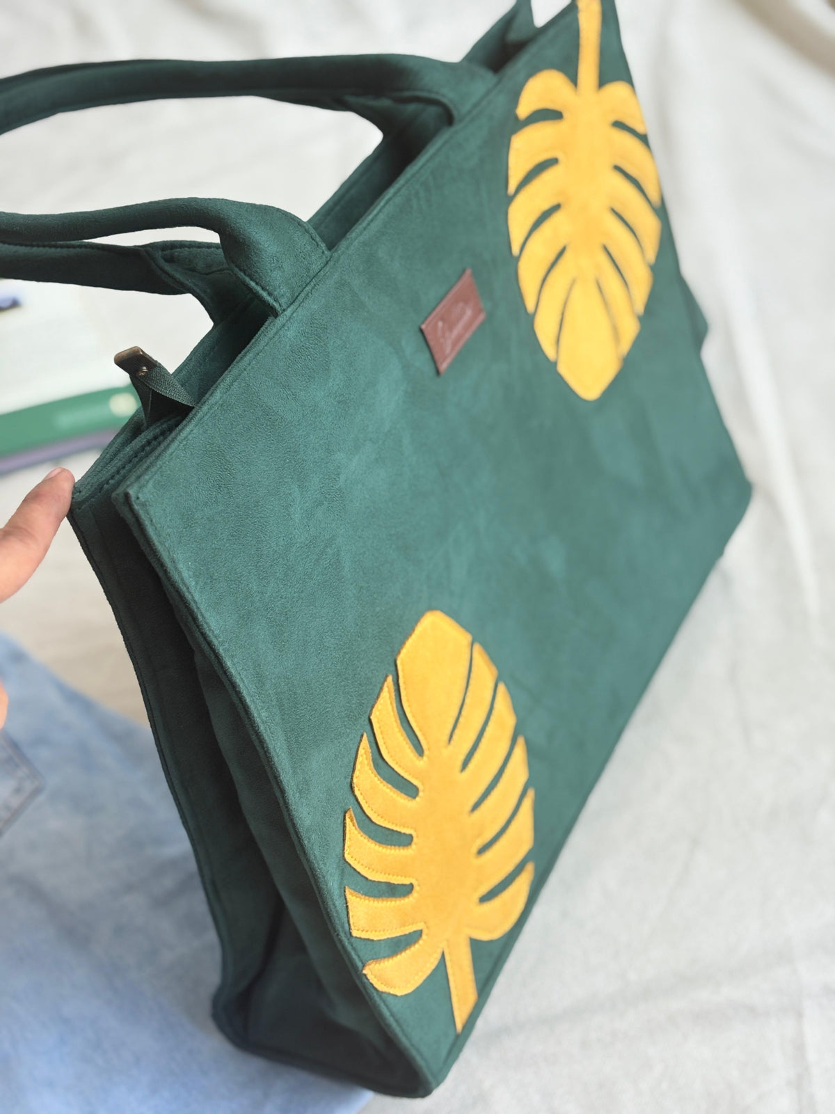 Juttix Maple Green Leaf Tote Bag for Women image