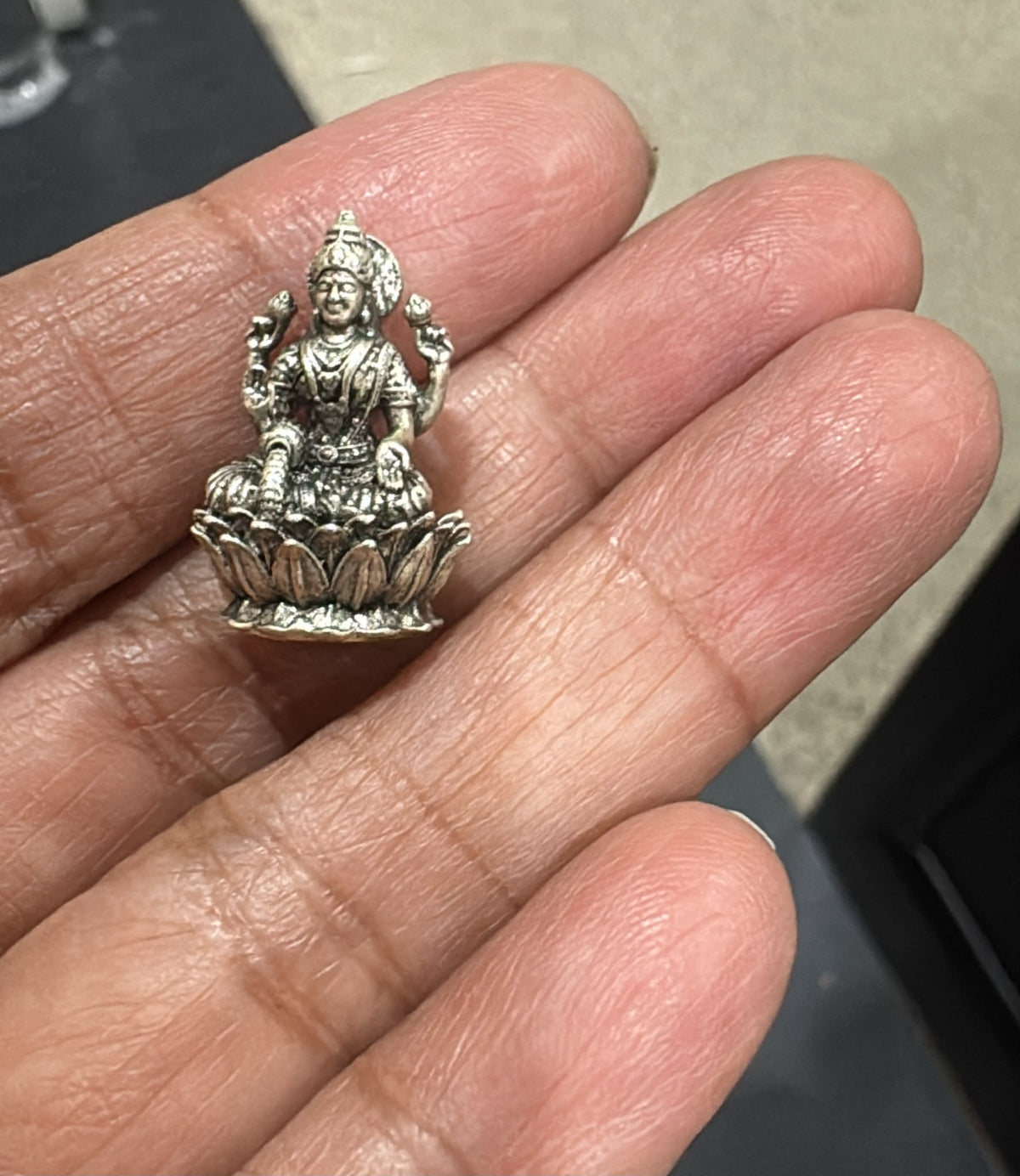 Pure Silver Antique Dhanalaxmi Sitting On Lotus 5.29G By Mahita Collections