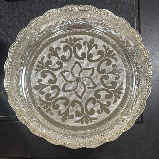 Pure Silver Floral Design Plate 420g