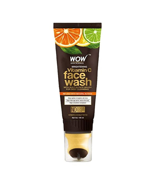 Wow Skin Science Brightening Vitamin C Foaming Face Wash Gel with BuiltIn Face Brush For Deep Cleansing