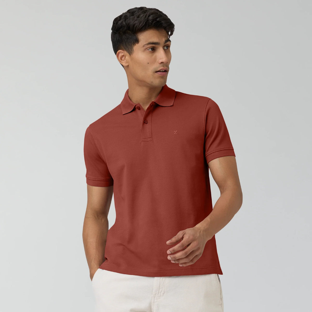 XYXX Combed Cotton Polo T-shirt - Brick Red - view 4