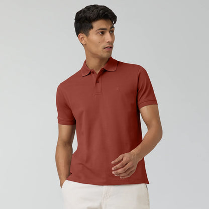 XYXX Combed Cotton Polo T-shirt - Brick Red - view 4