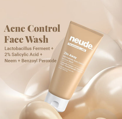 Neude Zits Away Acne Control Gel Face Wash With 2% Salicylic Acid