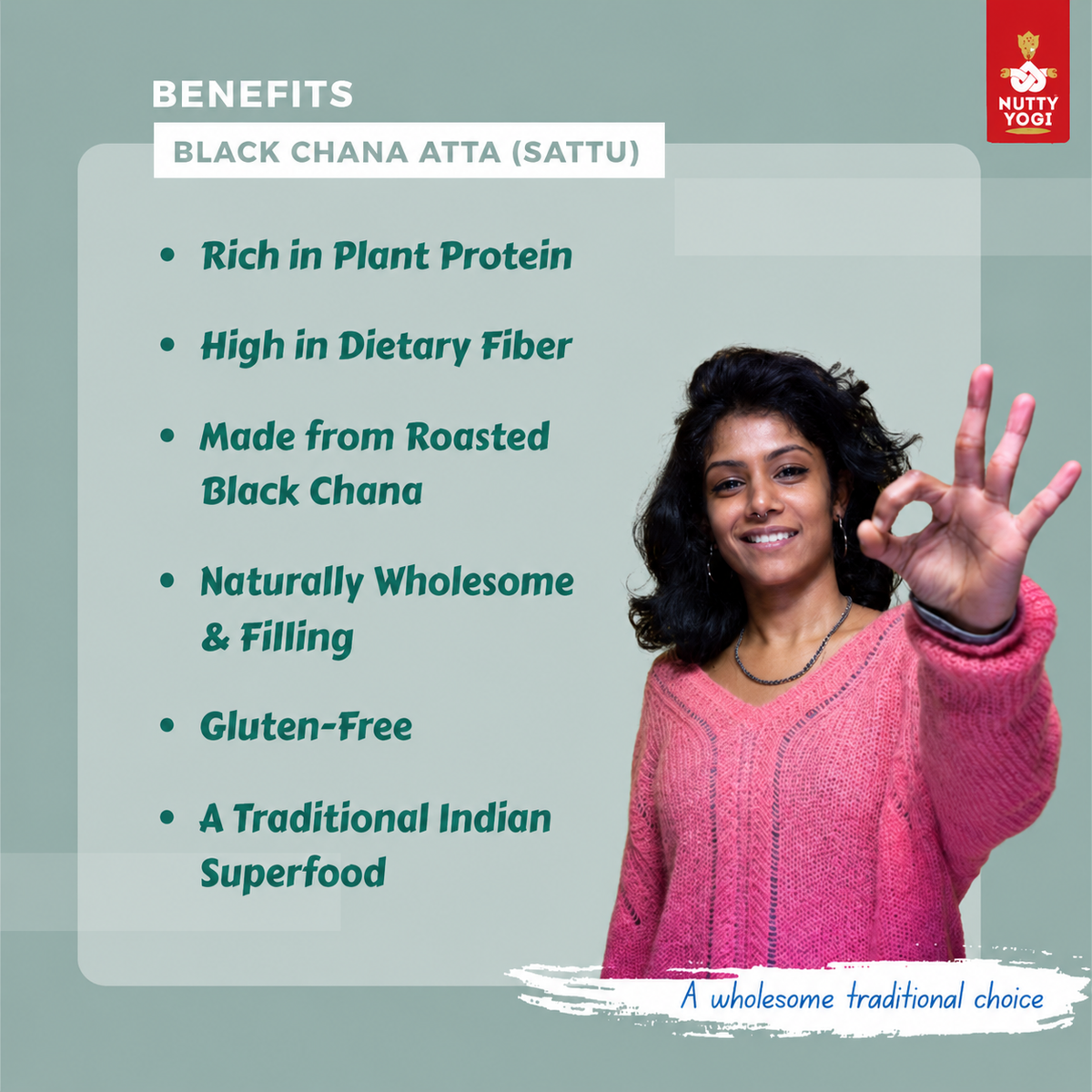 Nutty Yogi Black Chana Atta Sattu