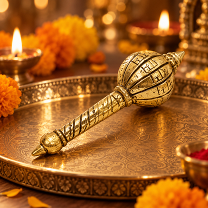 Brass Ram Engraved Hanuman Gada 460g