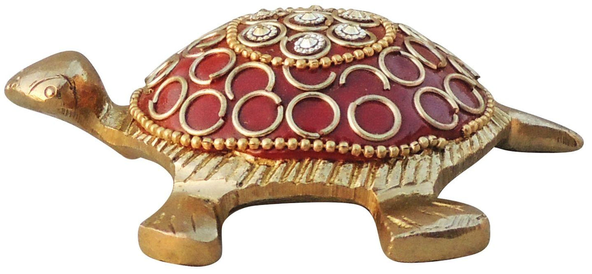 Brass Showpiece Red Tortoise 0.16kg - PUSHMYCART