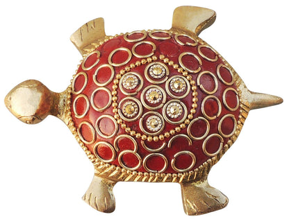 Brass Showpiece Red Tortoise 0.16kg - PUSHMYCART