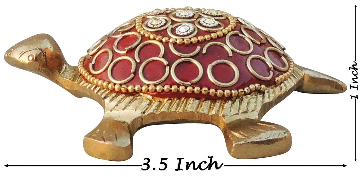 Brass Showpiece Red Tortoise 0.16kg - PUSHMYCART