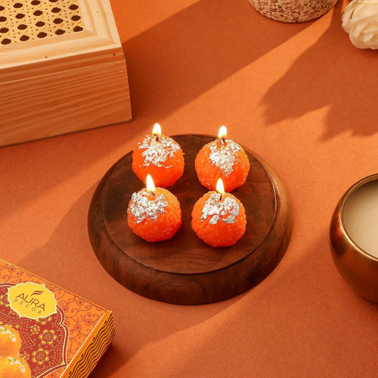 AuraDecor Traditional Ladoo Candles Diwali Gift Set