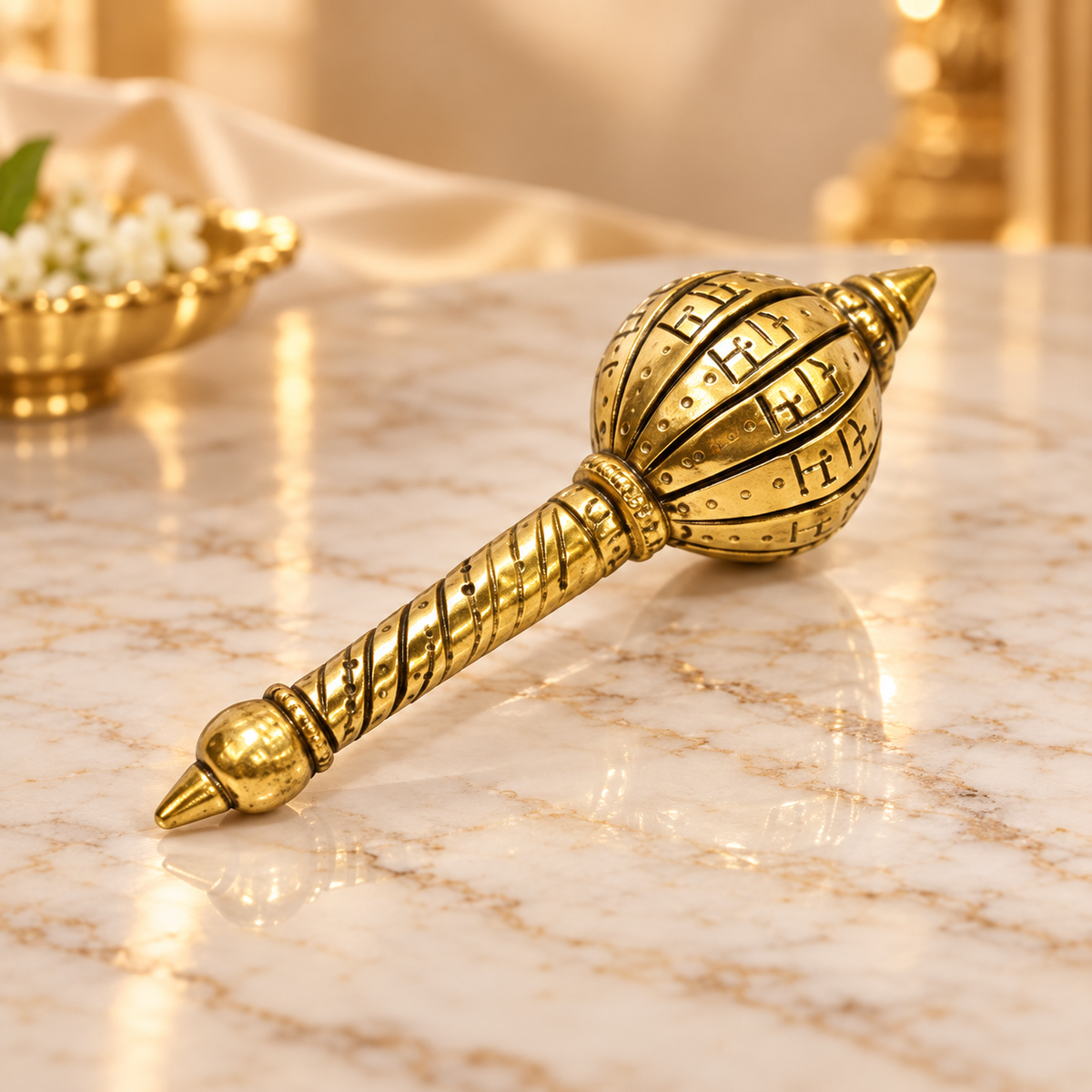 Brass Ram Engraved Hanuman Gada 460g