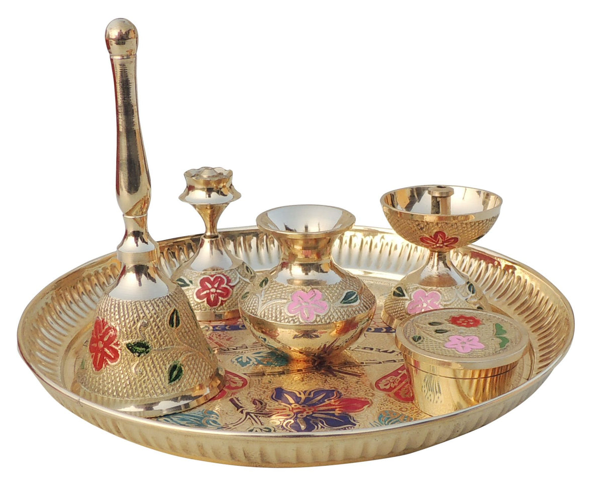 Brass Puja Thali Set - PUSHMYCART