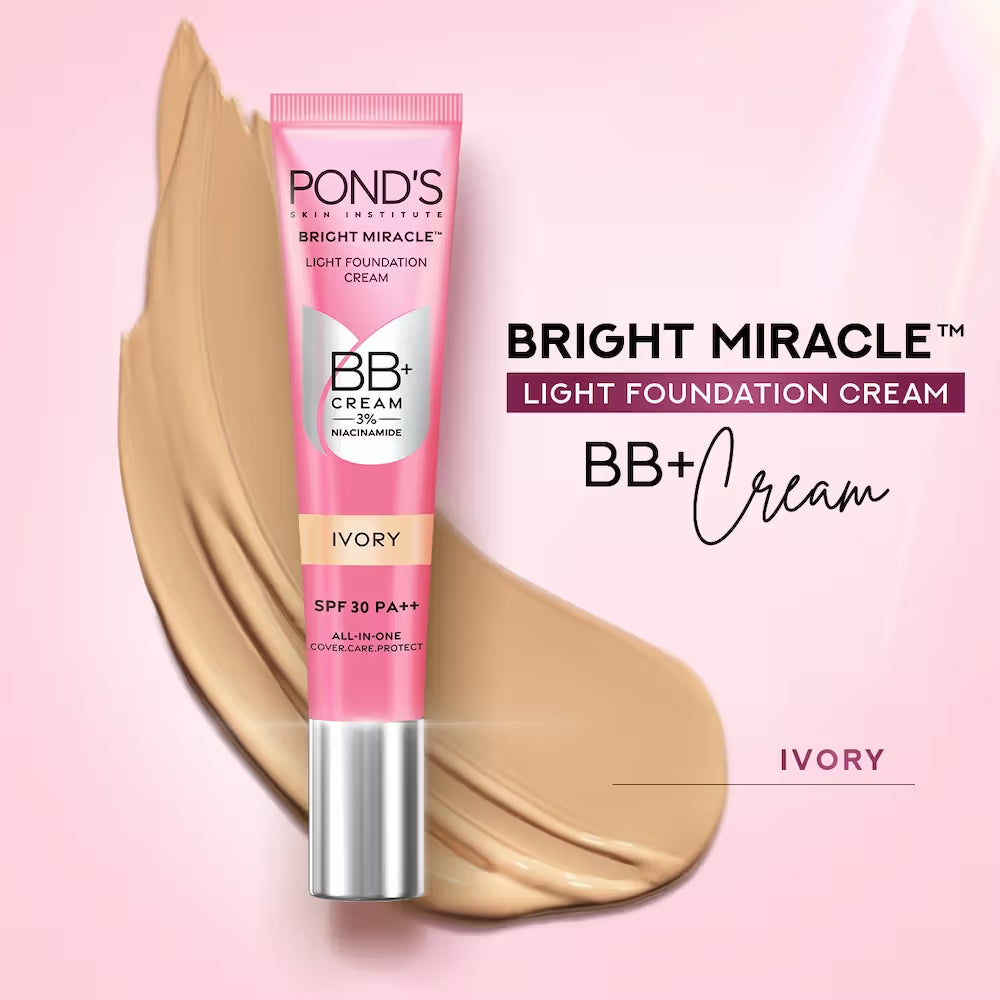 Ponds BB+ Cream Instant Spot Coverage + Light Make-up Glow Ivory -SPF 30++