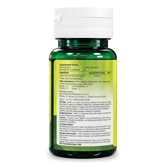Organic Zing Arjuna Extract 45 Capsules