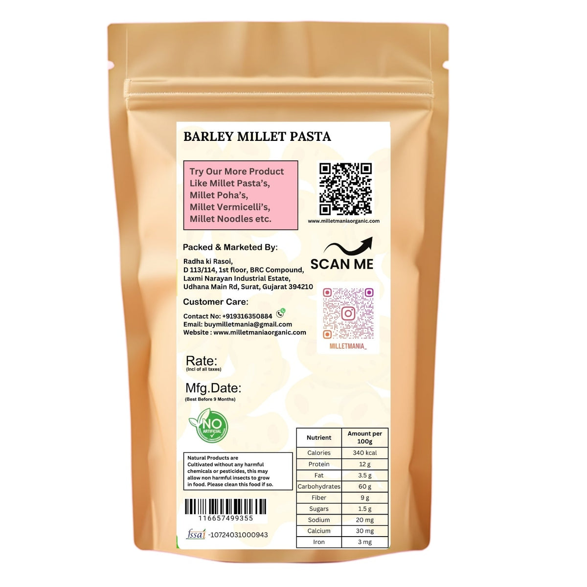 Millet Mania Barley Pasta