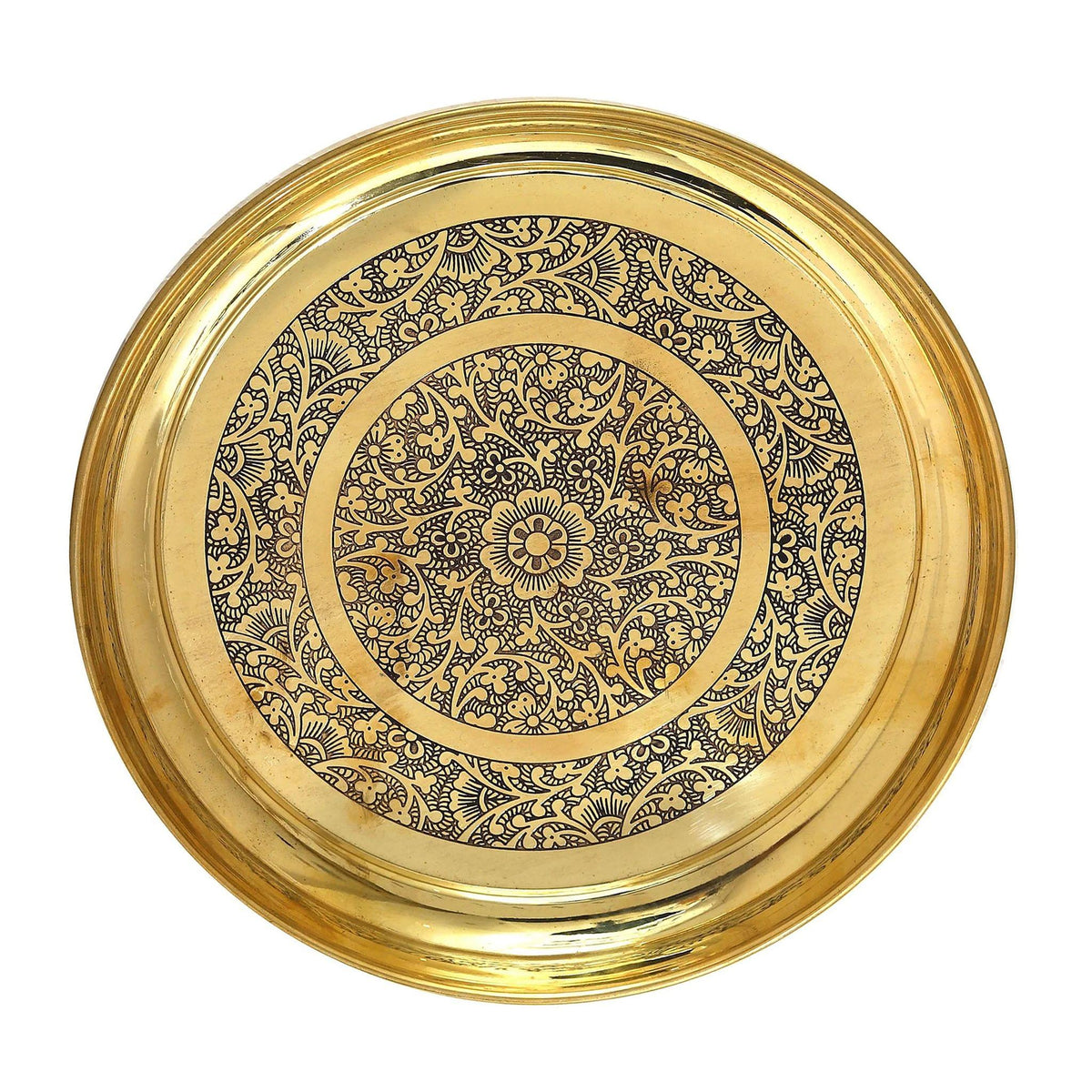 Brass Thali Embossed Design 0.66Kg - PUSHMYCART