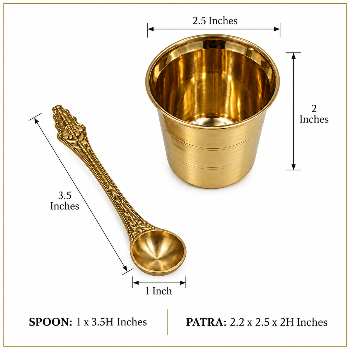 Brass Panchapatra with spoon for pooja 91g