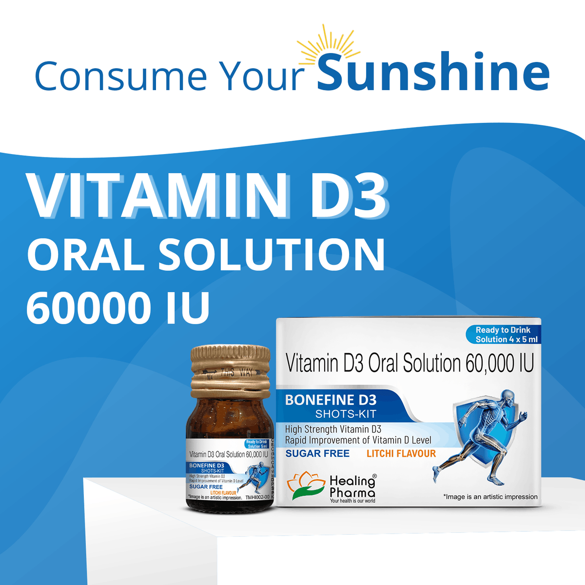 Healing Pharma Bonefine Vitamin D3 60000 IU / 5 ml Oral Solution