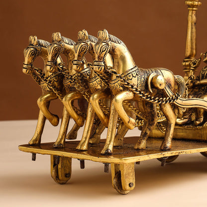 Brass Arjun Rath Statue 9.58kg - PUSHMYCART