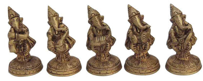 Brass Musical Ganesh 5 pcs set God Idol 0.3kg