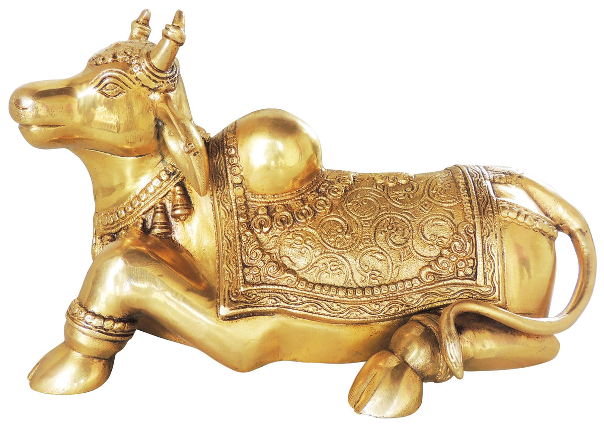 Brass Showpiece Nandi God Idol 7.6kg - PUSHMYCART