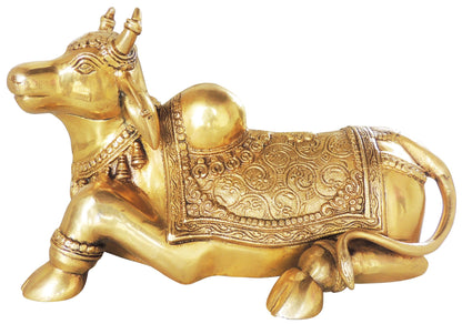Brass Showpiece Nandi God Idol 7.6kg - PUSHMYCART