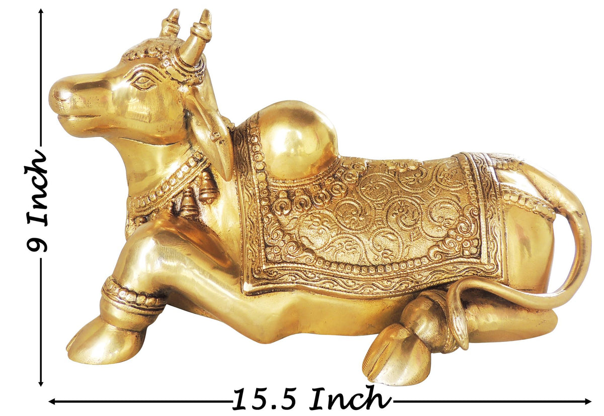 Brass Showpiece Nandi God Idol 7.6kg - PUSHMYCART