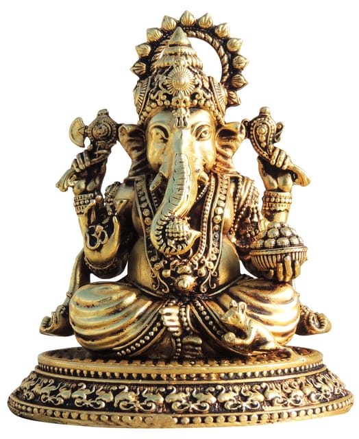 Brass 4.5 Inch Ganesh Idol 0.4Kg - PUSHMYCART