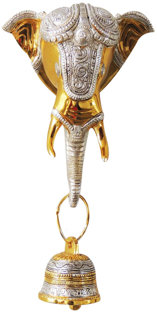 Brass Elephant Face With Bell Statue 1.578Kg