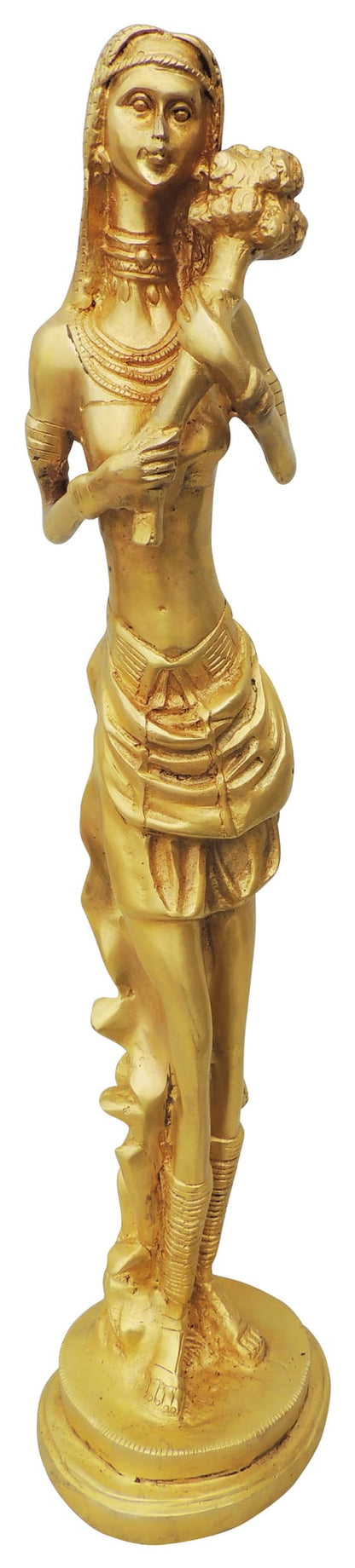 Brass Lady With Flowers Statue 4.44Kg