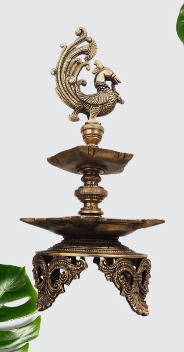 Brass Hen (Murga) Deepak Statue 4.375Kg - PUSHMYCART