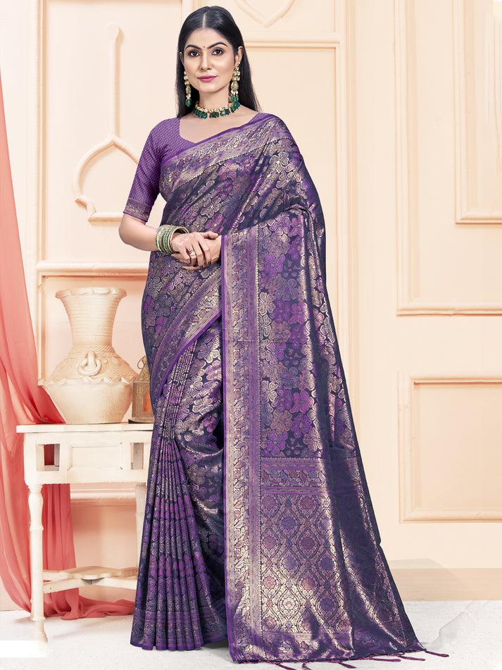 Deeva Sarees Deeva Sarees Lavender Satin Silk Saree