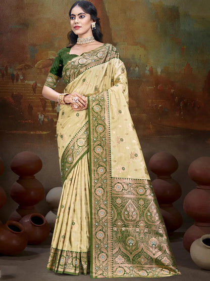 Deeva Sarees Deeva Sarees Beige Silk Saree