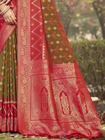 Deeva Sarees Deeva Sarees Moss Green Silk Saree