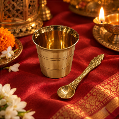 Brass Panchapatra with spoon for pooja 91g