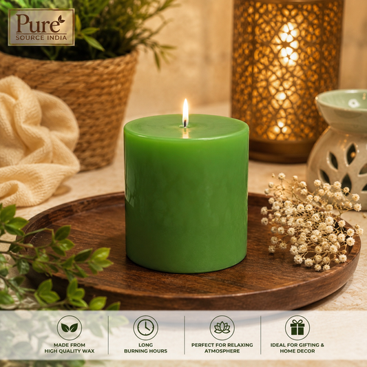Pure Source India Lemongrass Scented Pillar Candle 3X3 Inch