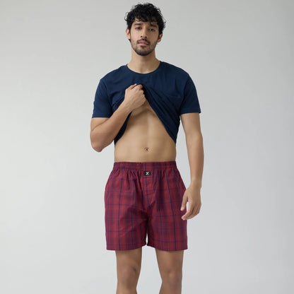 XYXX Checkmate Combed Cotton Boxer Shorts Brit Red - view 3