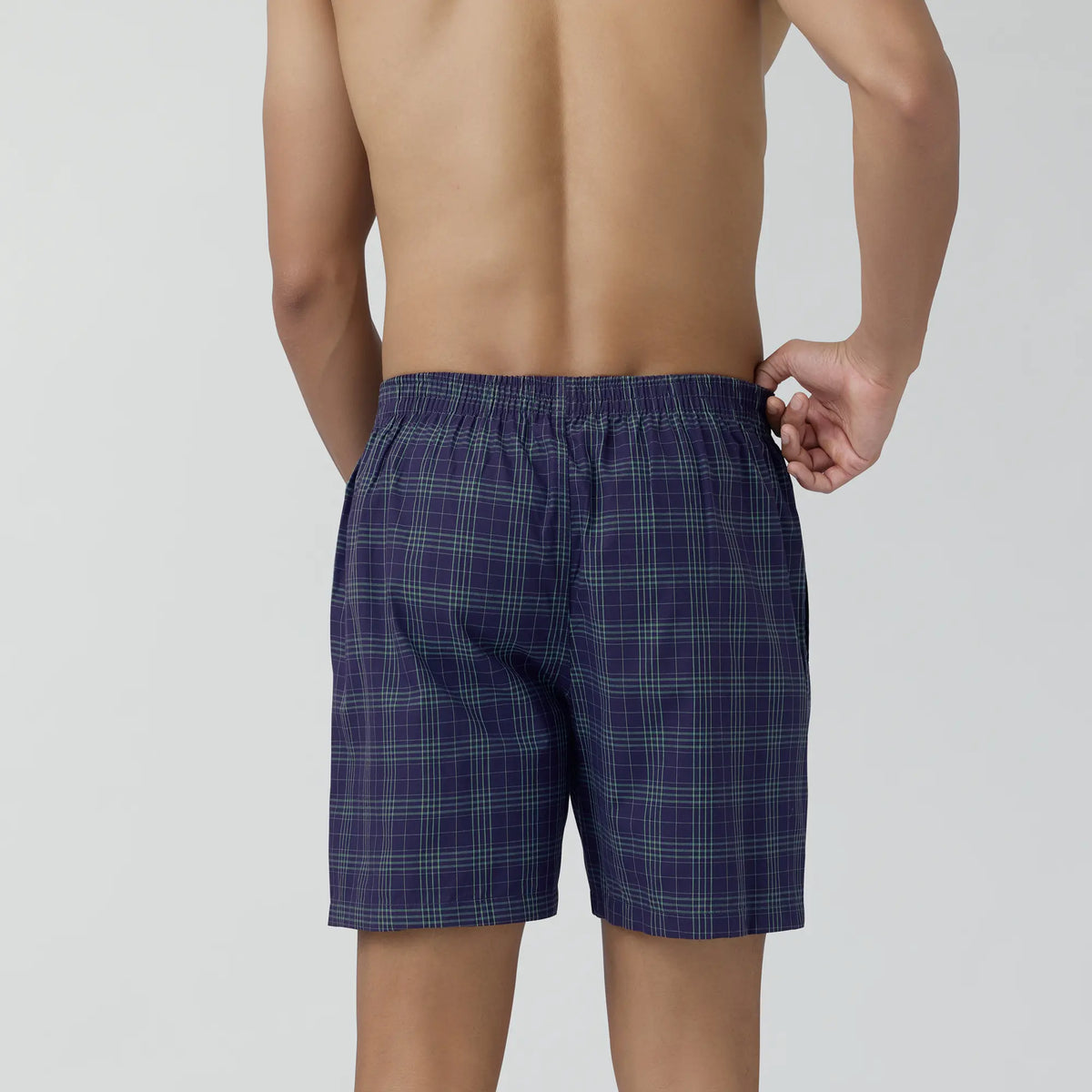 XYXX Checkmate Combed Cotton Boxer Shorts Storm Blue - view 4