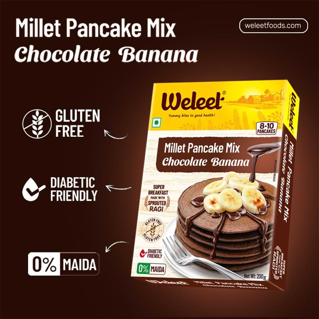 Weleet Millet Pancake Mix Chocolate Banana (Pack of 2)